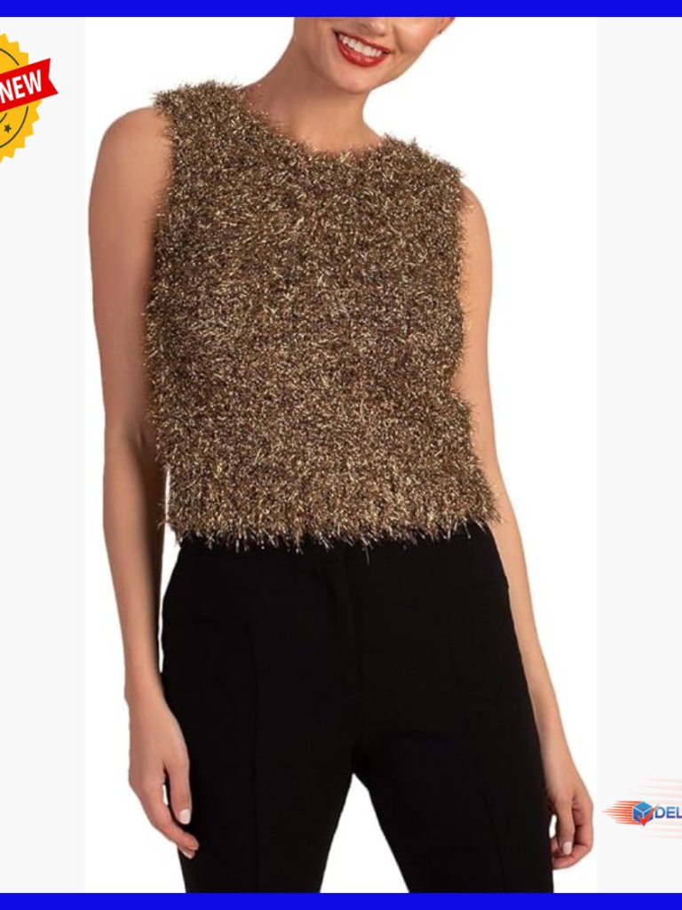 Fuzzy Lurex Cropped Vest For Layering, Statement Piece